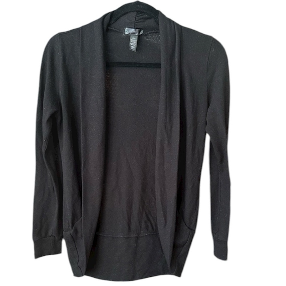 Chic Black Open Front Cardigan Sweater
